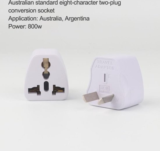 Reisstekker - Universele Muti Land adapter - Australie (2) - Reisstekker - Oplader - Stekker - Plug - Socket - Wit
