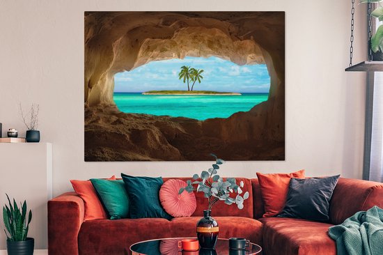 Peintures sur Toile - Paradis Tropical aux Caraïbes - 160x120 cm - Décoration murale XXL