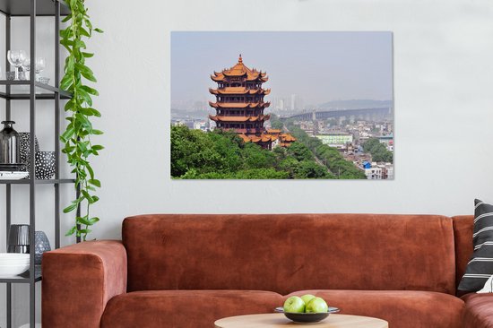 Vue d'un beau temple à Wuhan Toile 120x80 cm - Tirage photo sur toile (Décoration murale salon / chambre) / Villes asiatiques Peintures sur toile