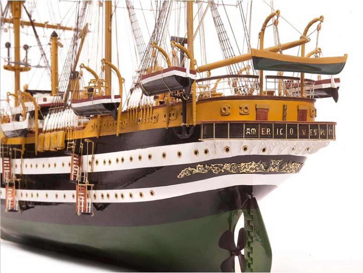 YLME Houten modelschip Amerigo Vespucci massief houten zeilboot model
