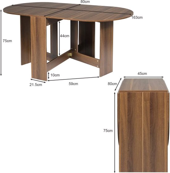 Multifunctionele opvouwbare tafel, uitklapbare zijuitschuifbare eettafel,  ronde... | bol.com