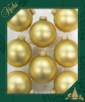 Krebs Kerstballen - 8 stuks - chiffon goud - glas - 7 cm