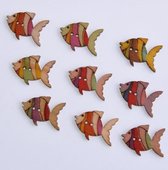 decoratie figuurtjes Vis knopen - hout - 7 stuks