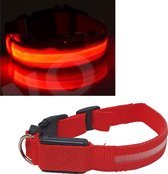 Honden halsband met led verlichting - ROOD Extra Small 33-40cm