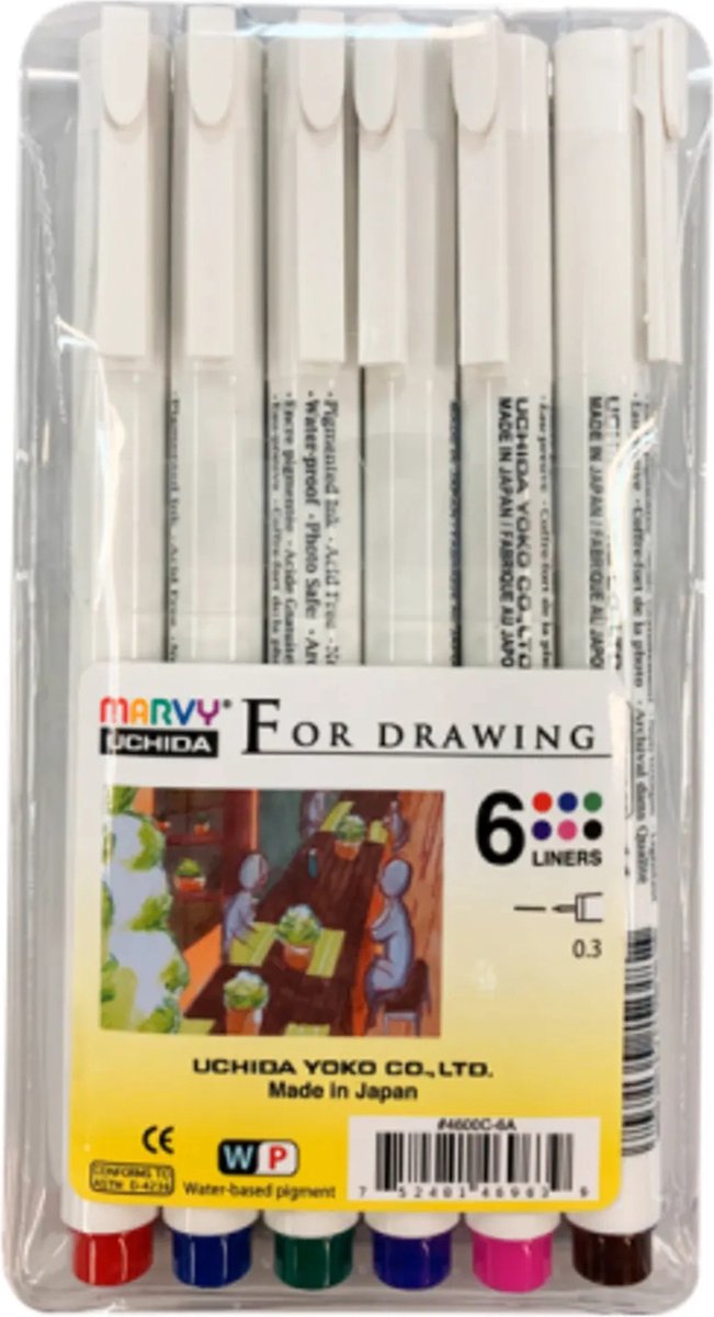 Marvy Uchida - Technische Pennen - Hobbypakket - 0.3mm - Meerkleurig - 6 stuks