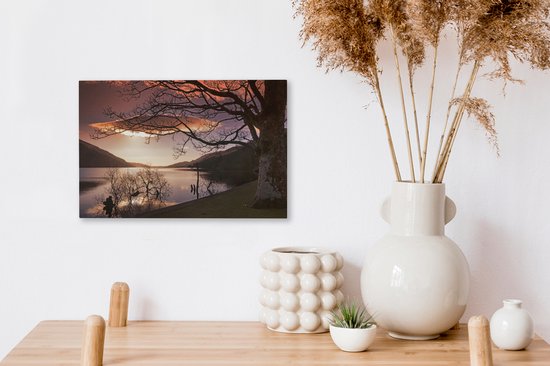 Ciel rose sur le parc national du Loch Lomond et les Trossachs en Ecosse Toile 30x20 cm - petit - Tirage photo sur toile (Décoration murale salon / chambre)