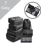 VoordeelShop Packing Cubes Set 7-delig - Kleding organizer set voor koffer en backpack - Bagage organizers - Zwart