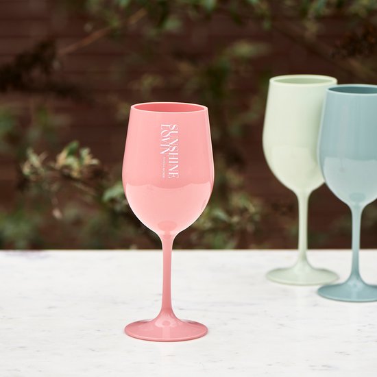 Riviera Maison Wijnglazen - Sunshine Loving Wine Glass - Roze - 1 Wijnglas  | bol.com
