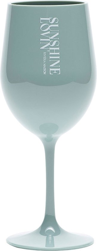 Riviera Maison Wijnglazen - Sunshine Loving Wine Glass - Blauw - 1 Wijnglas