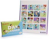 KLUZOO Dagplanner – Planbord met 72 Magnetische Kaarten Jongen-Pictogrammen voor Whiteboard met Activiteiten en Taken – Zindelijkheidstraining – Beloningssysteem – Montessori Speelgoed – Dagritme - To do planner– Kind