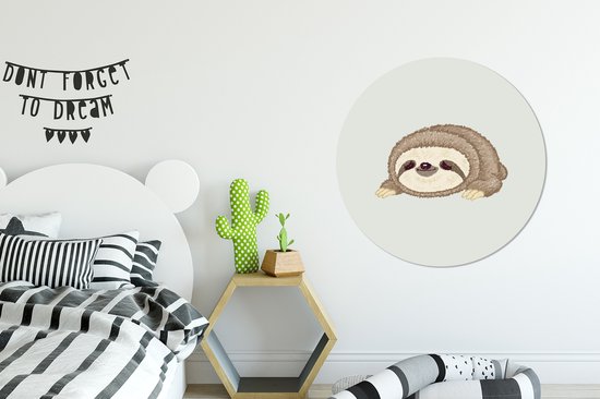 Illustration pour enfants d'un paresseux endormi Assiette en plastique cercle mural ⌀ 90 cm - impression photo sur cercle mural / cercle vivant (décoration murale)