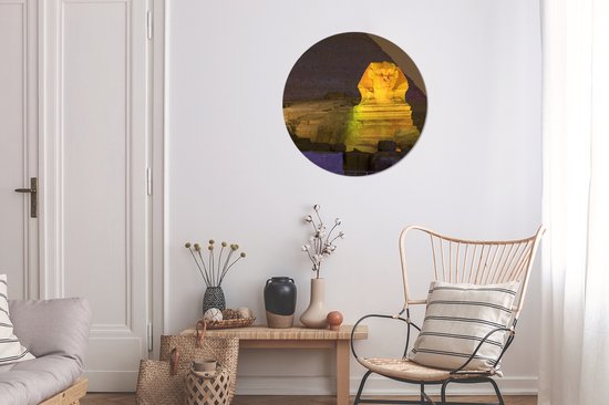Assiette en plastique sphinx mural cercle doré ⌀ 60 cm - impression photo sur cercle mural / cercle vivant (décoration murale)