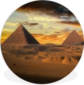WallCircle - Wandcirkel ⌀ 60 - De piramides van Caïro - Egypte - Ronde schilderijen woonkamer - Wandbord rond - Muurdecoratie cirkel - Kamer decoratie binnen - Wanddecoratie muurcirkel - Woonaccessoires