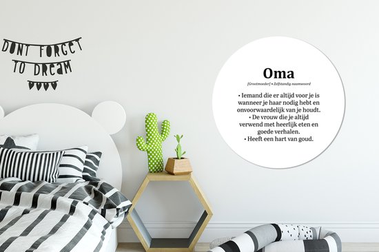 Wall Circle - Wall Circle Inside - Proverbes - Citations - 'Grand-mère' - Dictionnaire - ⌀ 90 cm - Décoration murale - Peintures ronds