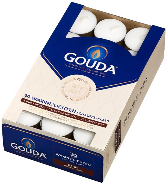 Gouda - Waxinelichtjes - 120 stuks - Wit - 8 branduren