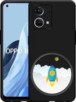 Oppo Reno7 Hoesje Zwart To the Moon - Designed by Cazy