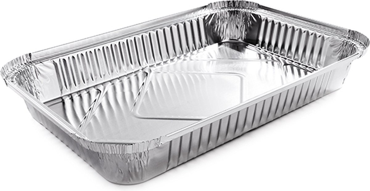 Aluminium rechthoekige voedsel container met deksel, 2400 ml - 20 containers