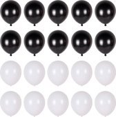 Set ballons noir blanc 20 pièces - Set ballons noirs blancs - ballon décoration anniversaire