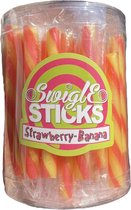 Swigle sticks - strawberry banana - 50 stuks - mini lolly’s - aardbei banaan zuurstokken - lolly - snoep