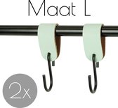 2x Leren S-haak hangers - Handles and more® | MINT - maat L (Leren S-haken - S haken - handdoekkaakje - kapstokhaak - ophanghaken)