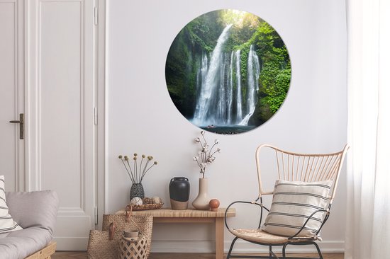Cascade sur Lombok en Indonésie Assiette en plastique cercle mural ⌀ 120 cm - impression photo sur cercle mural / cercle vivant (décoration murale)