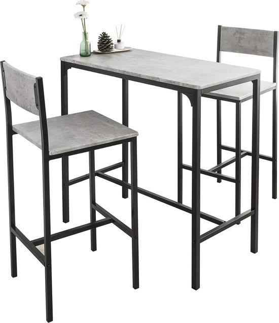 SoBuy OGT03-HG Bistrotafel Bistro Meubelen Bartafel 2 Krukken 3 Delige Set Tuin