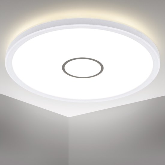 B.K.Licht - Plafonnier LED - lumière blanche neutre - Ø29cm - 18W - rond - pour  salon... | bol.com