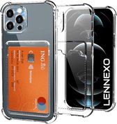 Lennexo Hoesje Met Pashouder Geschikt Voor iPhone 11 Pro - Transparant Siliconen Hoesje - Shockproof Case