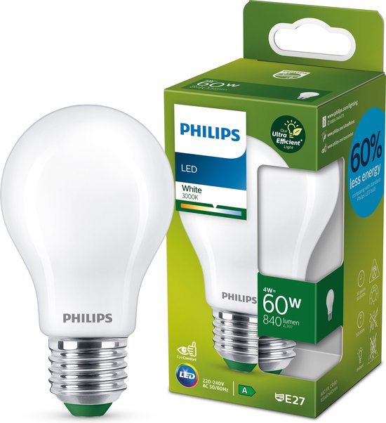 Uitsluiten Algemeen Binnenwaarts Philips Ultra Efficient LED lamp Mat - 60 W - E27 - Wit licht | bol.com