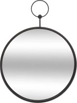 Spiegel/wandspiegel rond D30 cm metaal zwart - Woondecoratie/accessoires