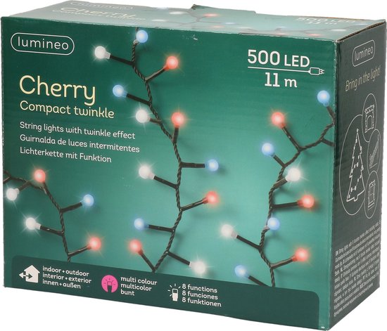 Kerstverlichting Compact twinkel rood/wit/blauw 500 lampjes
