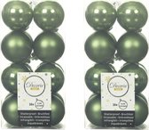 48x boules de Noël en plastique vert mousse 4 cm - Mat/brillant - Boules de Noël en plastique incassable