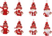 8x stuks kunststof kersthangers kerstpoppetjes/kerstmannetjes 8 cm kerstornamenten - Kerstversiering ornamenten