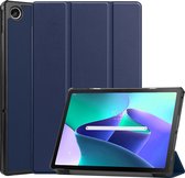 Hoesje Geschikt voor Lenovo Tab M10 Plus 3rd Gen Hoes Case Tablet Hoesje Tri-fold - Hoes Geschikt voor Lenovo Tab M10 Plus (3e Gen) Hoesje Hard Cover Bookcase Hoes - Donkerblauw