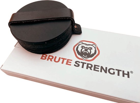 Brute Strength - Onderzetters voor glazen  - Leer - Zwart - Rond - 10 stuks - Brute Strength