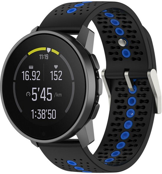 Zwart Blauwe Silicone Smartwatch Bandje
