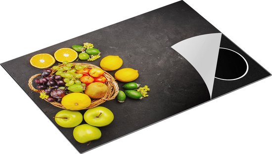 Chefcare Inductie Beschermer Fruitmand op Zwarte Marmer - Fruit - 75x50 cm - Afdekplaat Inductie - Kookplaat Beschermer - Inductie Mat