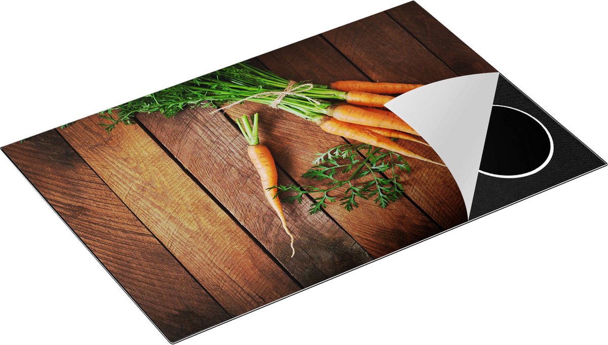 Chefcare Inductie Beschermer Wortels op Houten Planken - 80,2x52,2 cm - Afdekplaat Inductie - Kookplaat Beschermer - Inductie Mat
