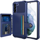 Hoesje met Kaarthouder Back Cover Blauw Geschikt voor Samsung Galaxy S21 FE