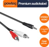 Powteq - Câble audio premium de 1,5 mètre - 2x RCA vers jack 3,5 mm (prise casque) - Stéréo