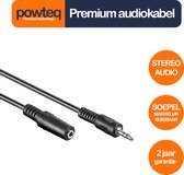 Powteq - 2 meter premium audiokabel - Verlengkabel voor 3.5 mm jack (hoofdtelefoonaansluiting) - Stereo