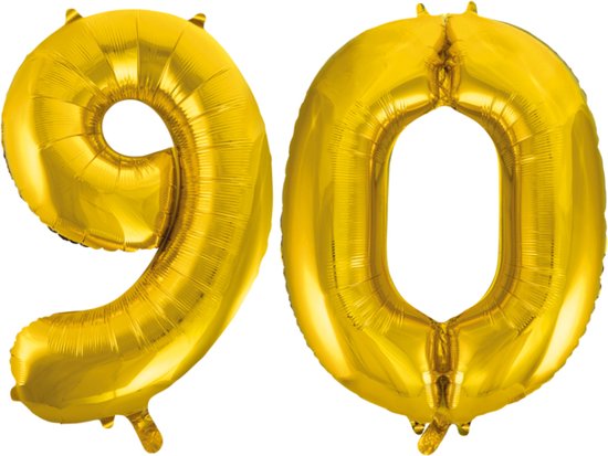 Folieballon 90 jaar Goud 66cm