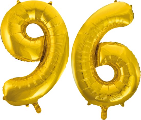 Folieballon 96 jaar Goud 66cm