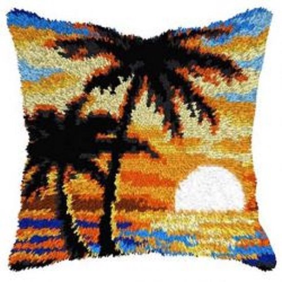 Knooppakket knoopkussen zonsondergang met palmbomen nr4198
