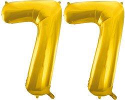 Folieballon 77 jaar Goud 66cm