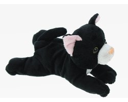 Pluche knuffel dieren Lapjes kat/poes zwart/wit van 17 cm - Speelgoed katten knuffels - Cadeau voor jongens/meisjes