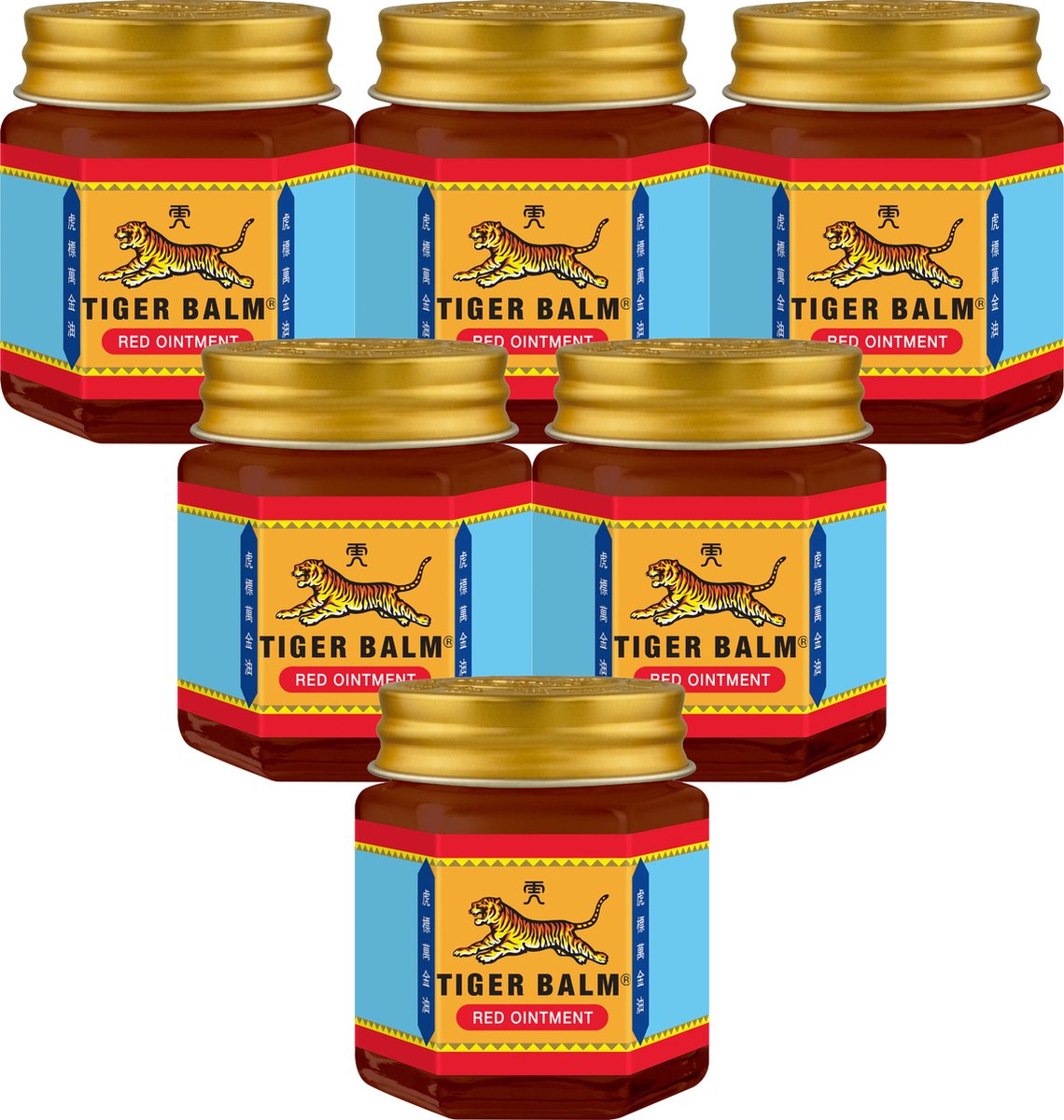 Tiger Balm Red Ointment - Tijgerbalsem Tegen Vermoeide Spieren & Gewrichten - 6x21ML