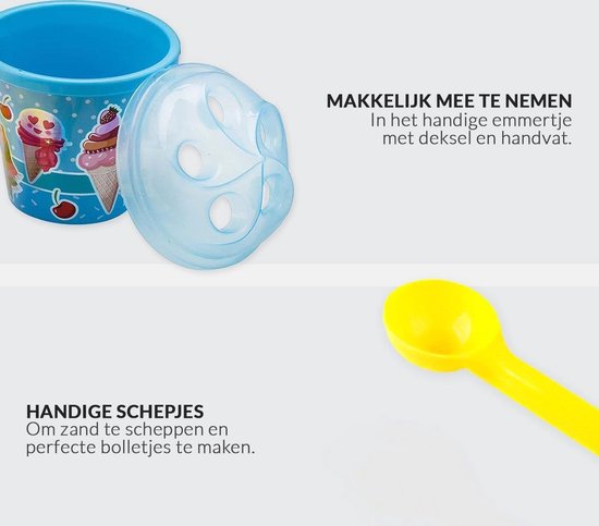Buxibo 10 Delige IJS Strand/Zandbak Speelgoedset - Inclusief Opbergbak - ijsvormpjes/Zandbakspeeltjes/Strandspeelgoed/Strandset van Buxibo — afbeelding 3