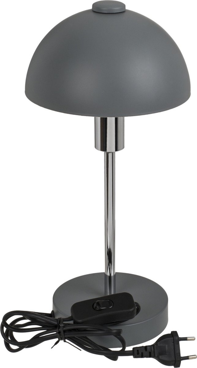 Retro grijs metalen tafellamp/bureaulamp - Schemerlamp 32 cm - E14 - Schemerlampen/bureaulampen
