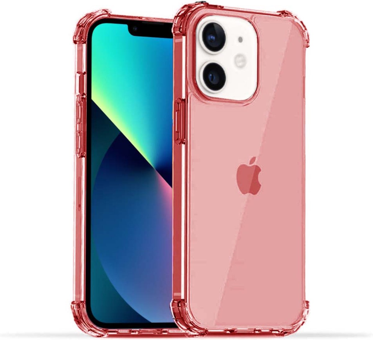 Smartphonica iPhone 12/12 Pro transparant siliconen hoesje - Rood / Back Cover